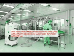 Pokój czyste Podwozie Modularne Pokój czyste z prędkością wiatru ≥ 0,45 m/s regulowane i dostosowywalne oświetlenie ≥ 300 Lux